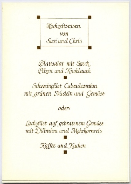 Speisekarte Chris und Susi